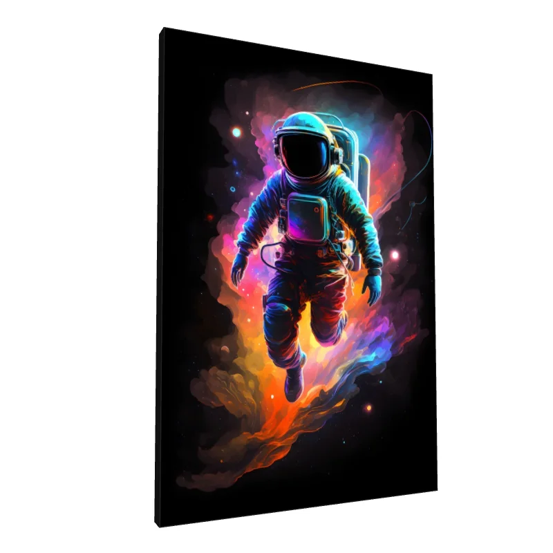 Tablou canvas: Astronaut în Spațiu cu Efecte Multicolore - Image 1
