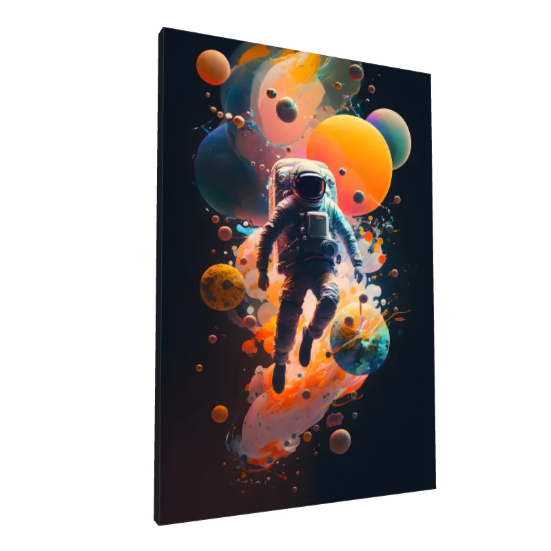 Tablou canvas: Astronaut Plutind Printre Planete Colorate