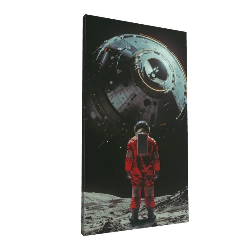 Tablou canvas: Explorator Spațial în Fața Stației Orbitale