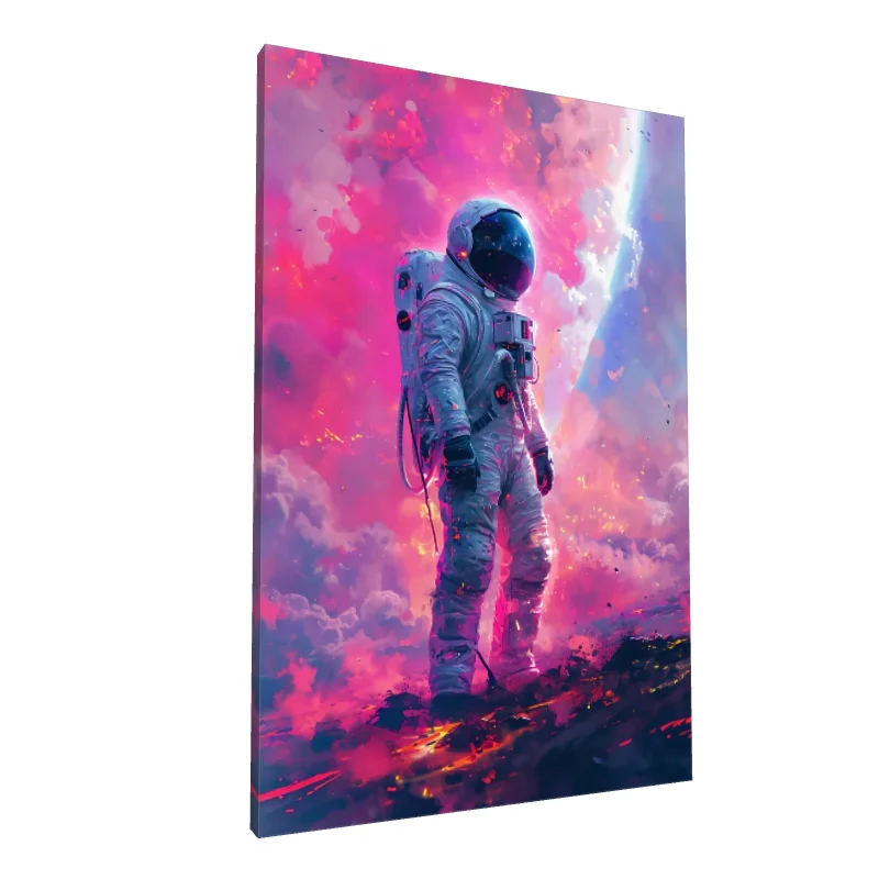 Tablou canvas: Astronaut în Peisaj Cosmic Roz - Image 1
