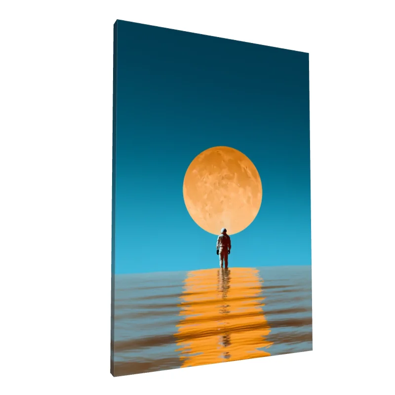 Tablou canvas: Astronaut în Reflecția Lunii Portocalii