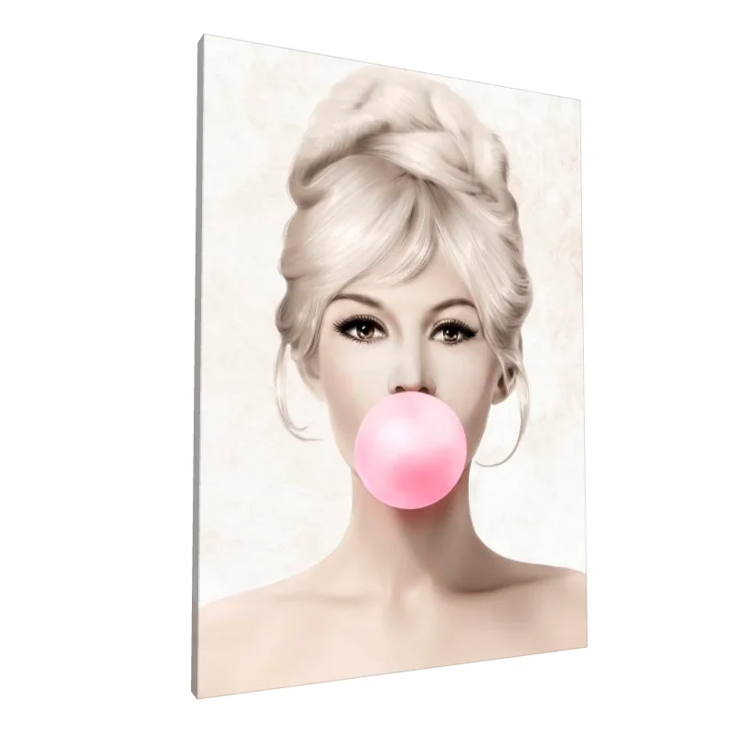 Tablou canvas: Portret Retro cu Balon Roz