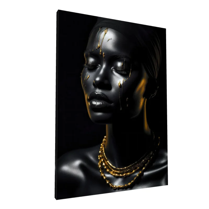 Tablou canvas: Portret Elegant cu Accente Aurii (2) - Image 1