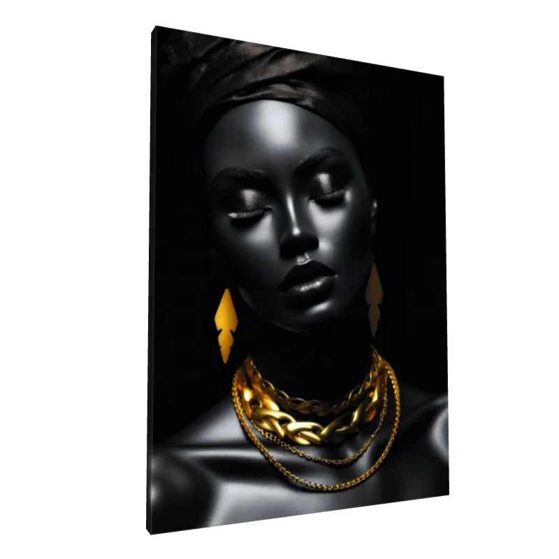 Tablou canvas: Portret Elegant cu Accente Aurii 2