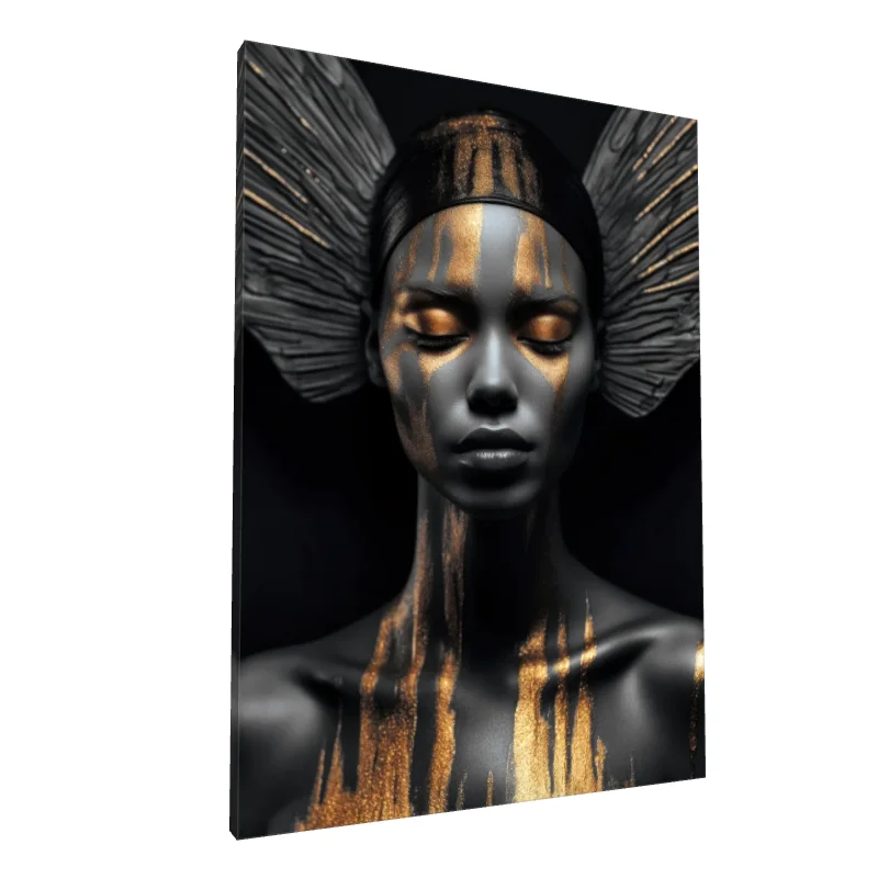 Tablou canvas: Portret Artistic cu Accente Aurii 22