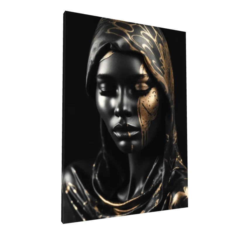 Tablou canvas: Portret Elegant cu Accente Aurii 3 - Image 1