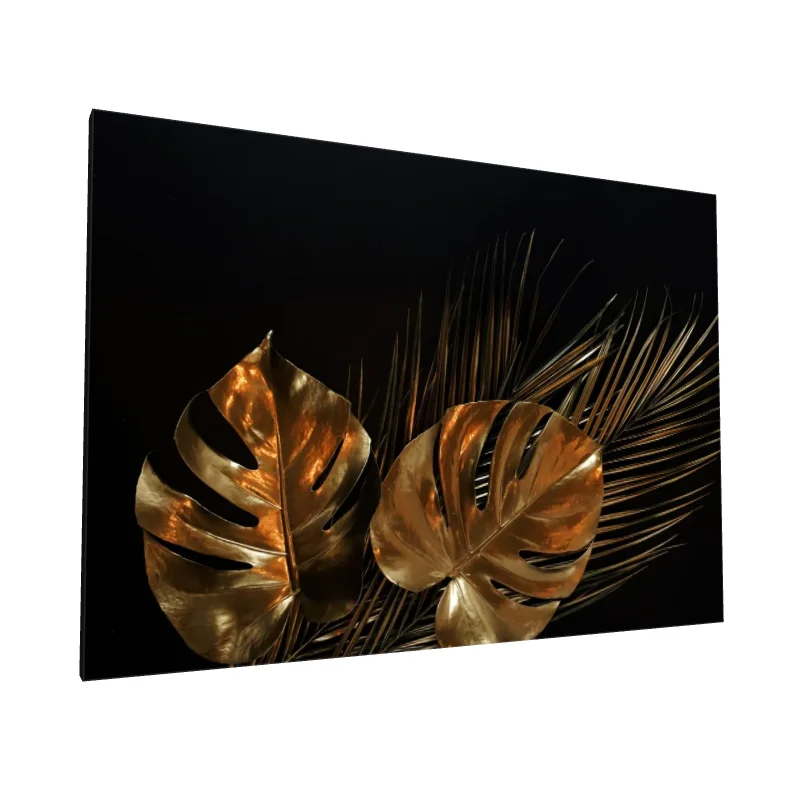 Tablou canvas: Frunze Aurii pe Fundal Întunecat