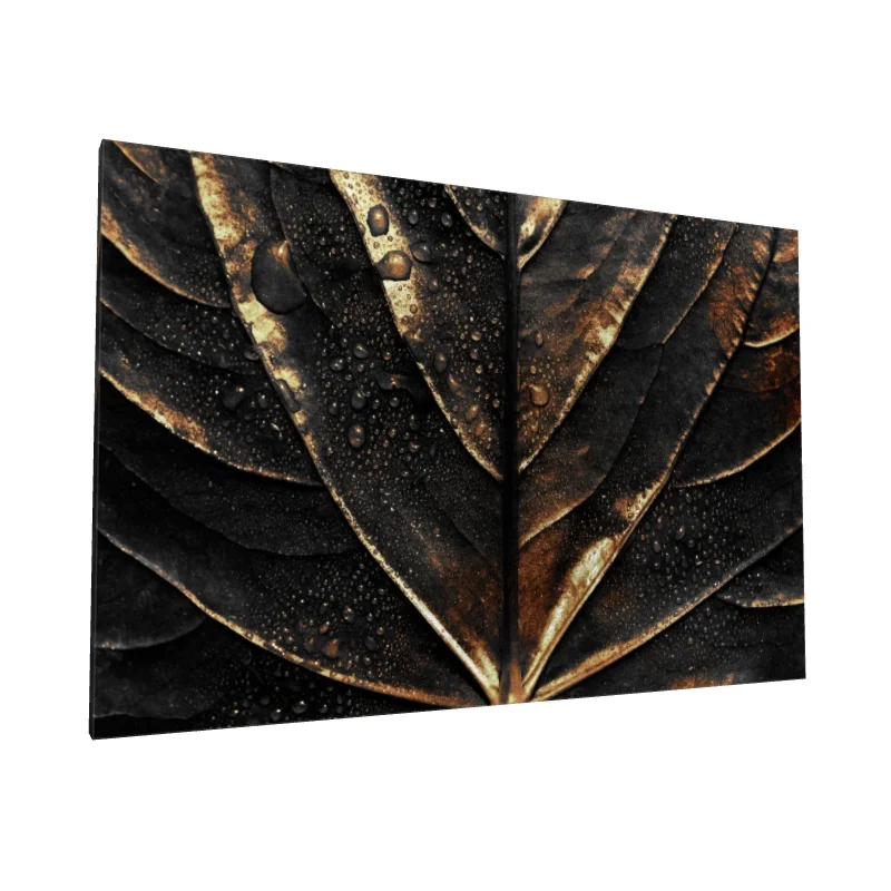 Tablou canvas: Detalii Frunză cu Picături de Rouă