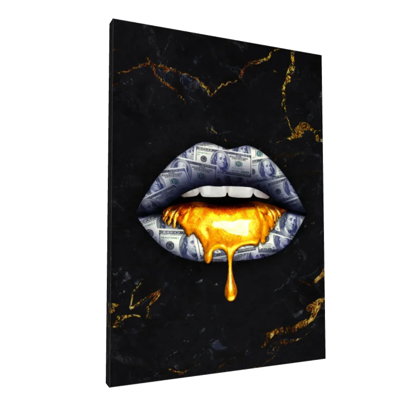 Tablou canvas: Buze de Dolari cu Aur Topit - Image 1