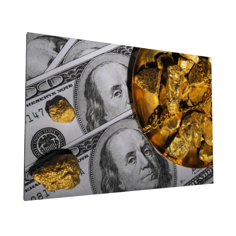 Tablou canvas: Nuggeturi de Aur pe Bancnote USD - Image 1
