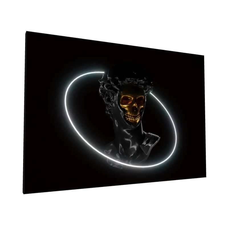 Tablou canvas: Bust cu Craniu Auriu și Halou Luminos