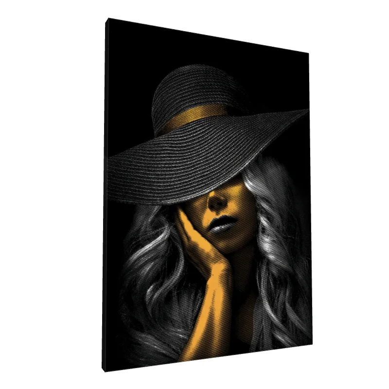 Tablou canvas: Portret Stilizat cu Pălărie Largă - Image 1