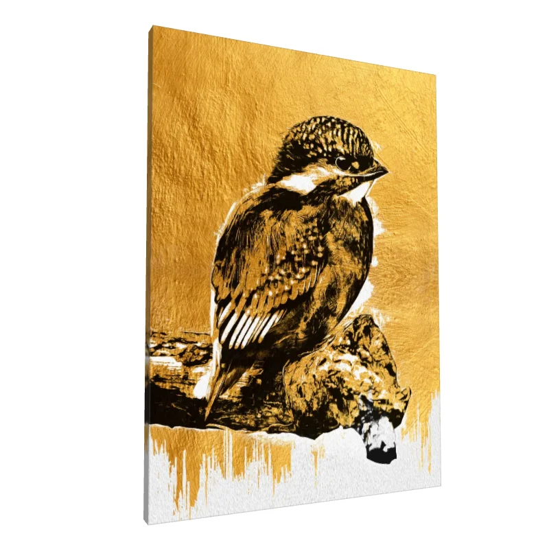 Tablou canvas: Pasăre în Detalii Aurii - Image 1