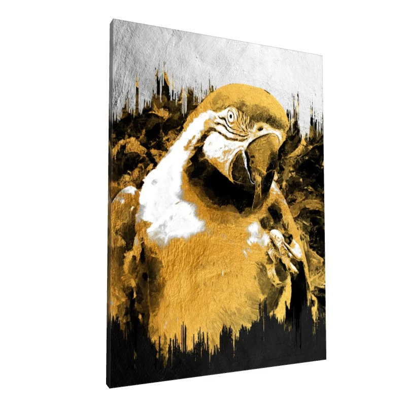 Tablou canvas: Papagal Aurit în Tonuri Contrastante - Image 1