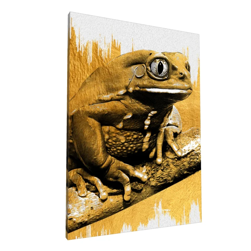 Tablou canvas: Broască Aurie pe Ramură Texturată