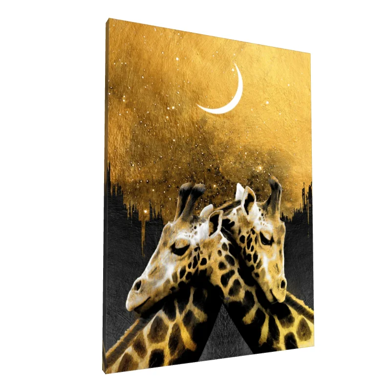 Tablou canvas: Girafe Sub Lună Aurie