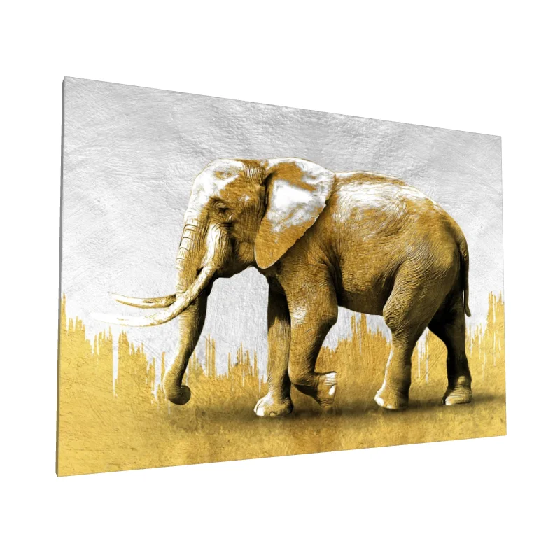 Tablou canvas: Elefant Aurit pe Fundal Neutru