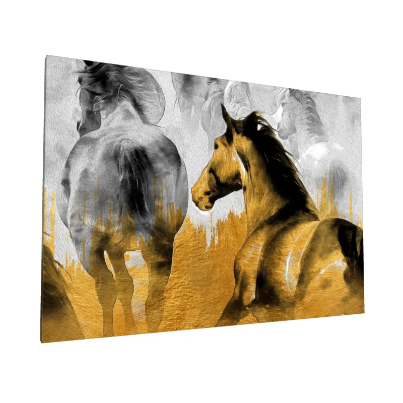 Tablou canvas: Cai în Mișcare cu Accente Aurii - Image 1