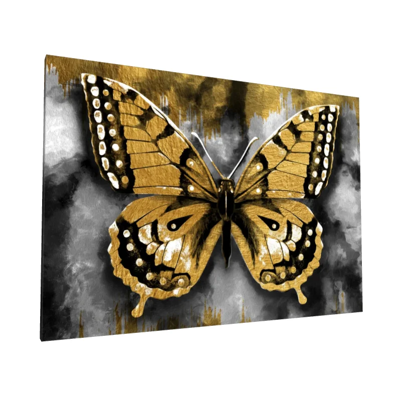 Tablou canvas: Fluture Aurit pe Fundal Abstract - Image 1