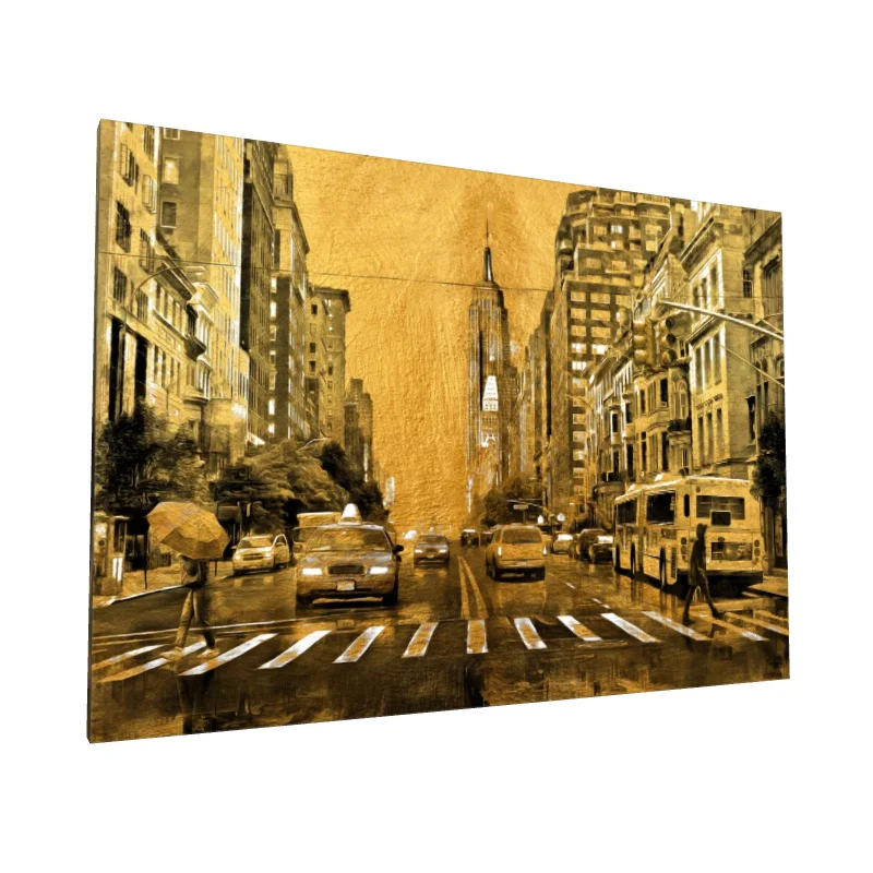 Tablou canvas: Stradă Urbană în Nuante Aurii