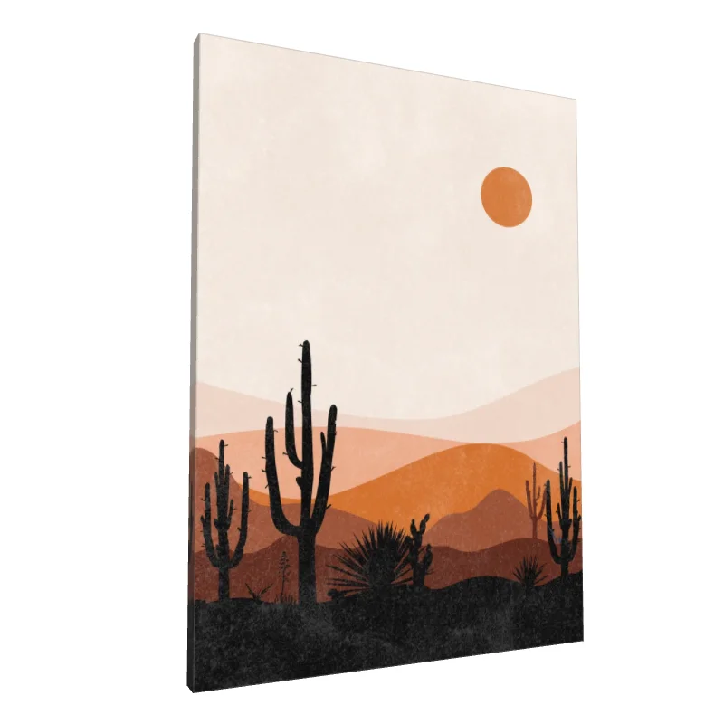 Tablou canvas: Peisaj deșertic cu Cactuși și Soare