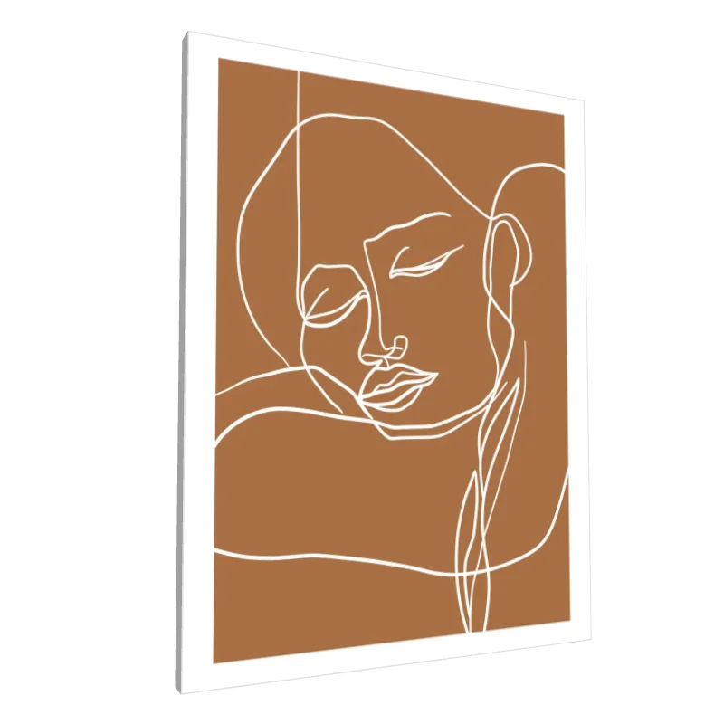 Tablou canvas: Portret Boem în Linie Albă pe Fundal Ocru