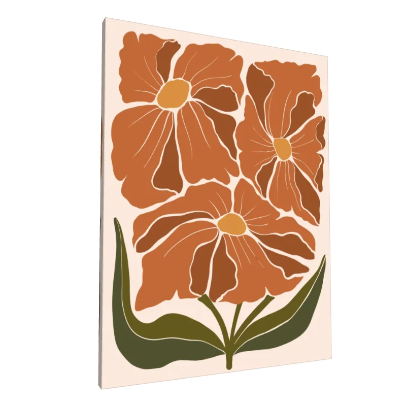 Tablou canvas: Flori Abstracte în Tonuri Pământii - Image 1