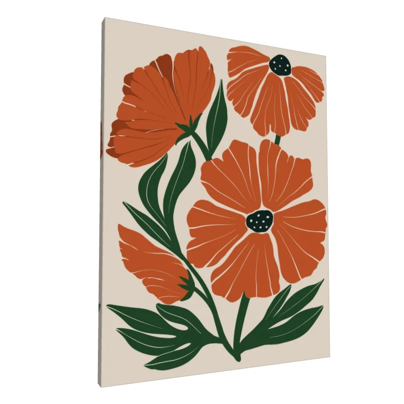 Tablou canvas: Flori Abstracte în Tonuri Terre - Image 1