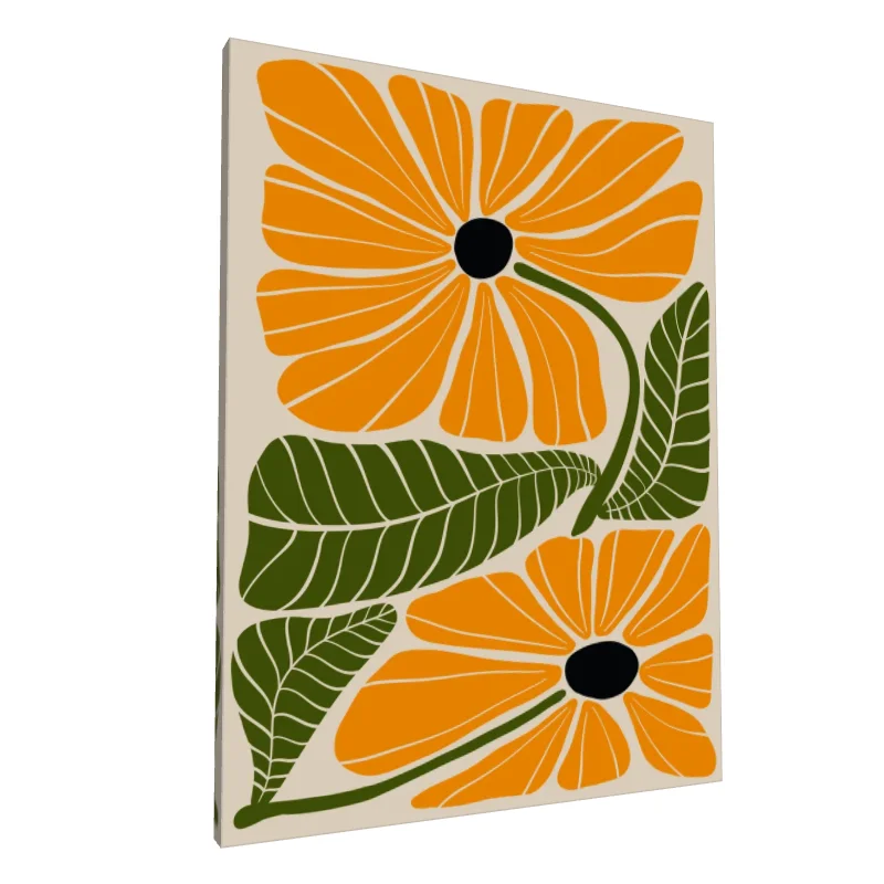 Tablou canvas: Flori Portocalii pe Fundal Bej