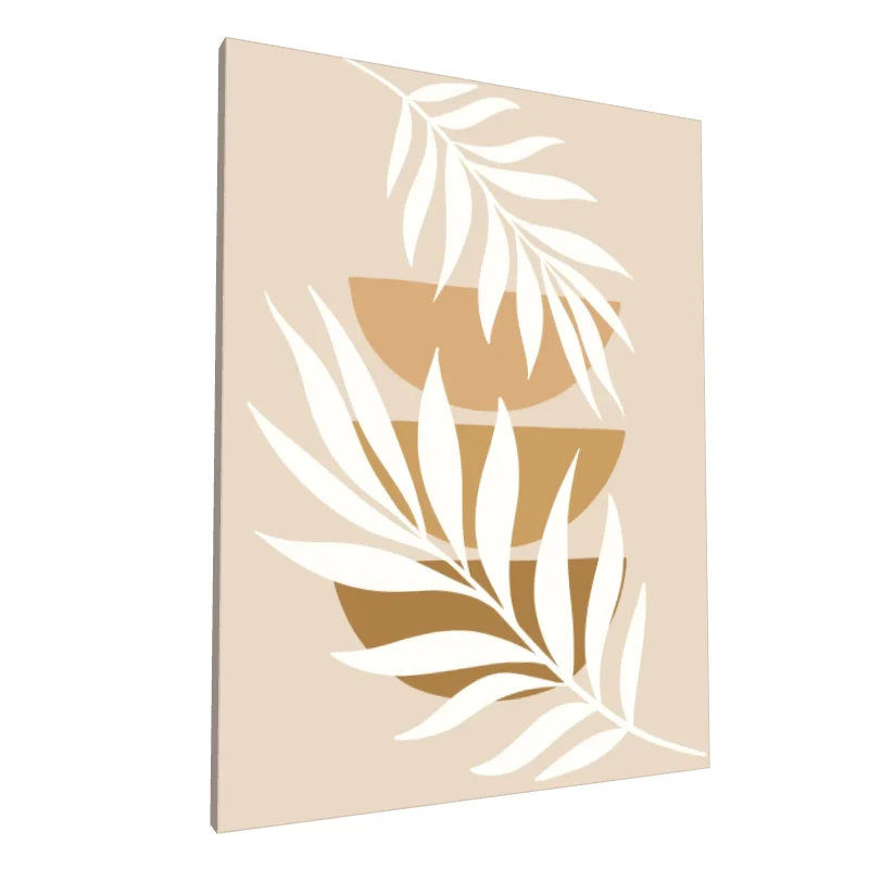 Tablou canvas: Forme Geometrice și Frunze Albe