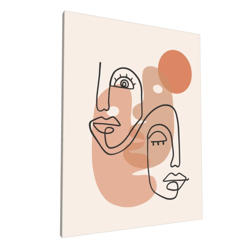 Tablou canvas: Portrete Abstracție în Tonuri de Piersică