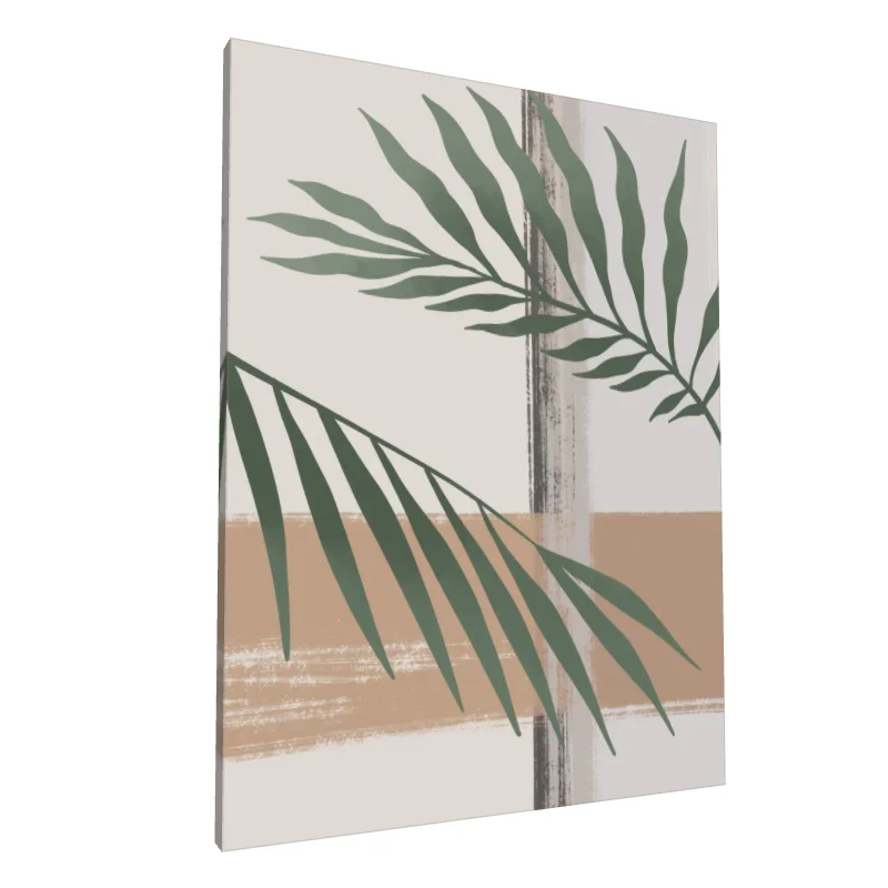 Tablou canvas: Frunze Verzi pe Fundal Abstract - Image 1