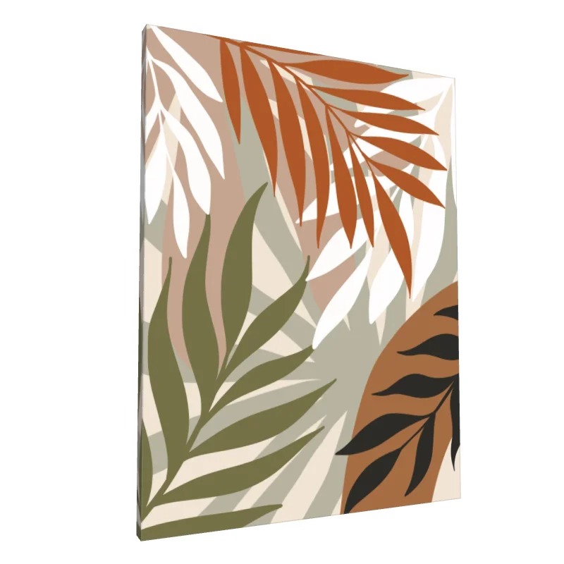 Tablou canvas: Frunze Abstracte în Tonalități Pământii