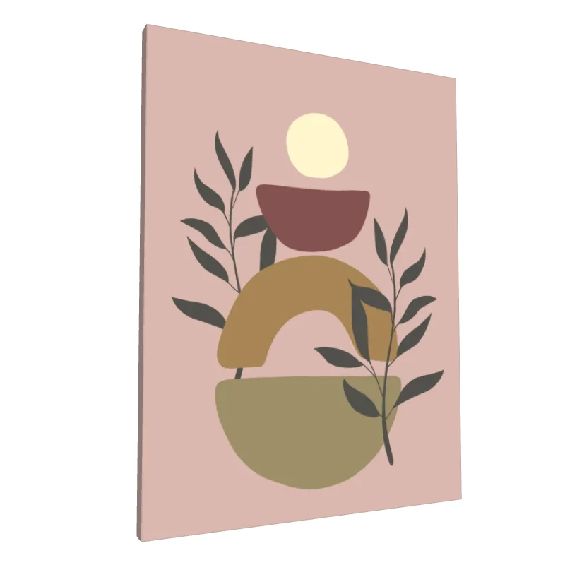 Tablou canvas: Forme Geometrice și Frunze Boho