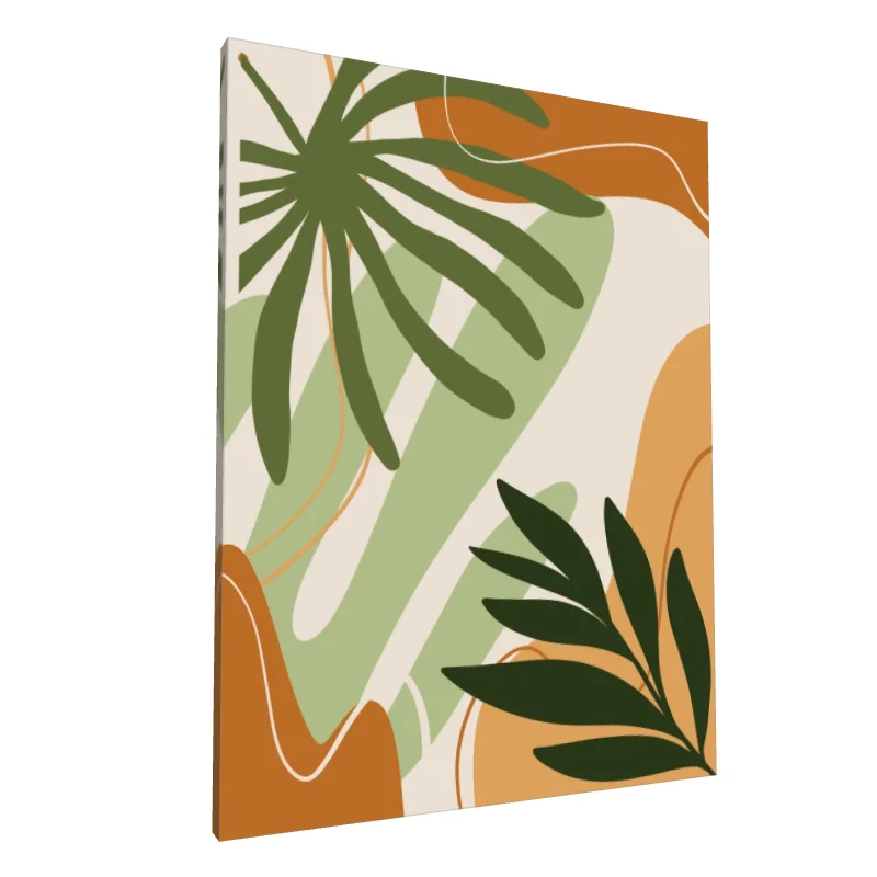 Tablou canvas: Frunze Abstracție Boemă în Trei Culori