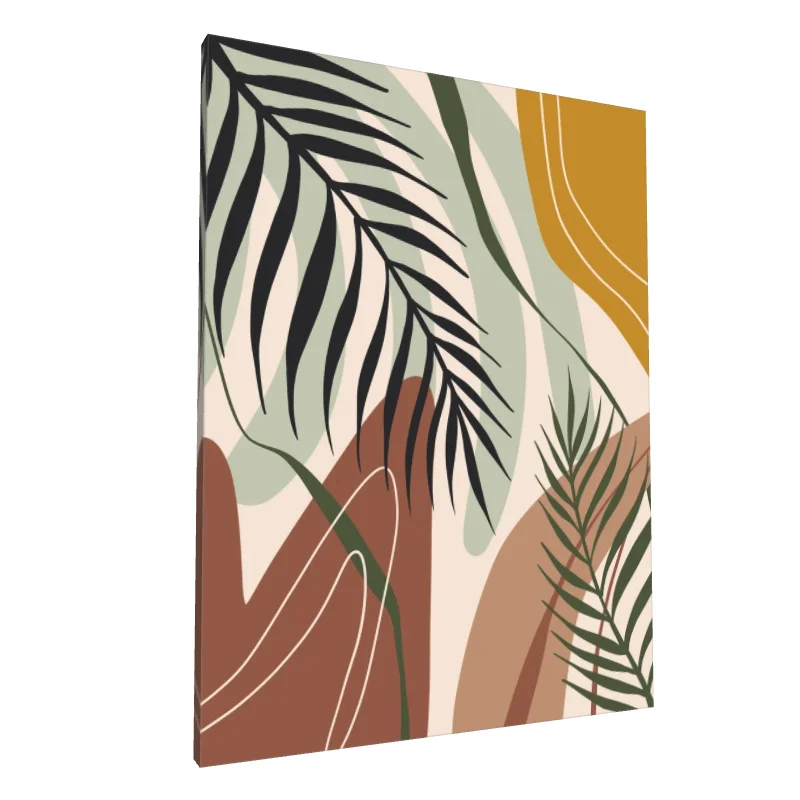 Tablou canvas: Frunze Abstracte în Tonuri Pământii 2