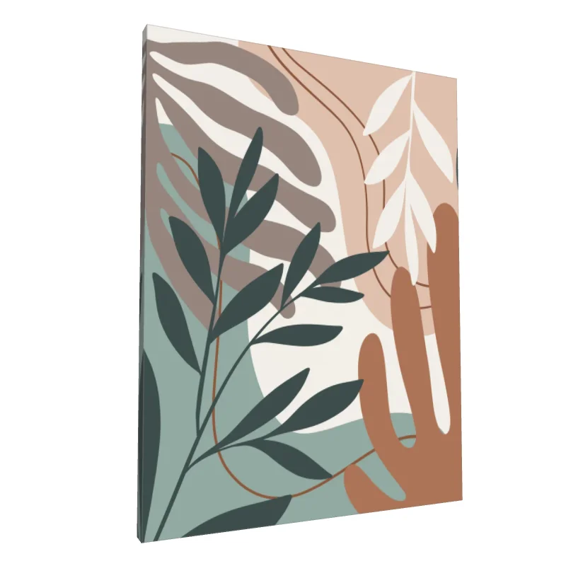 Tablou canvas: Compoziție Abstractă cu Elemente Vegetale