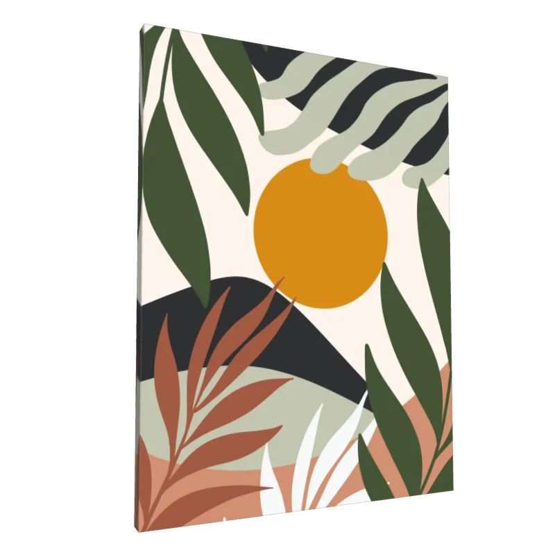 Tablou canvas: Apus Boem cu Frunze Abstracte