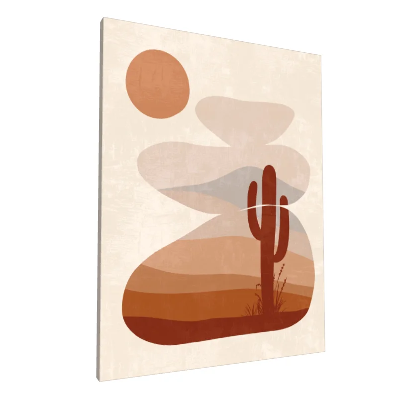Tablou canvas: Peisaj Deșertic cu Cactus și Soare