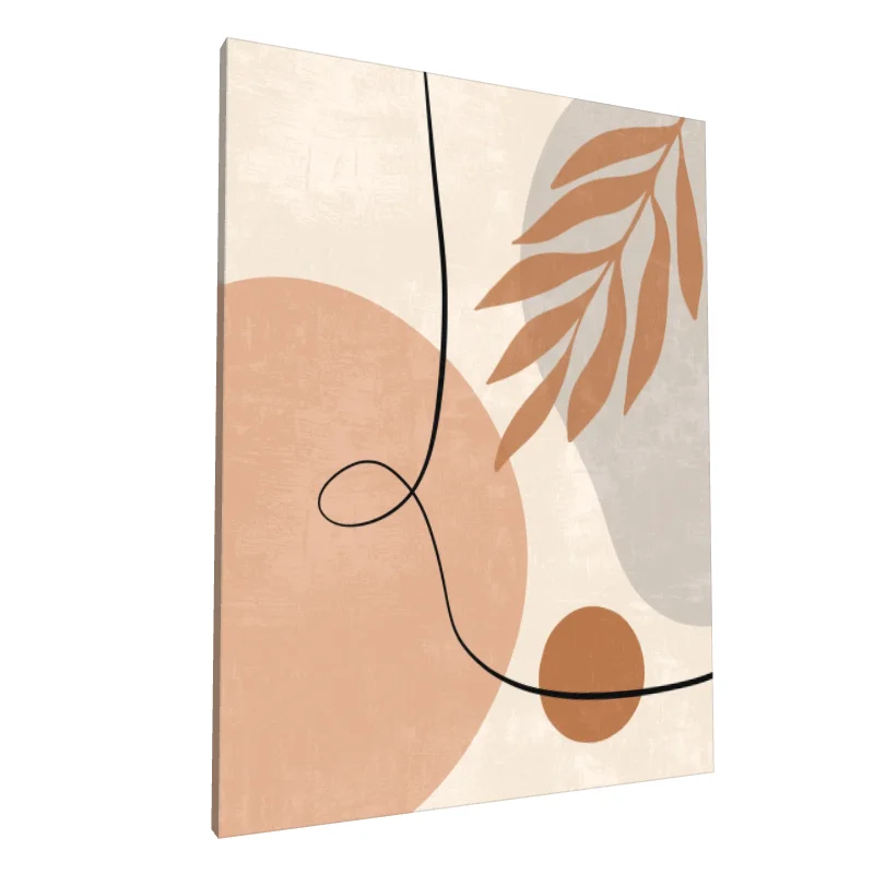 Tablou canvas: Forme Abstracte cu Frunze în Tonuri Pământii - Image 1