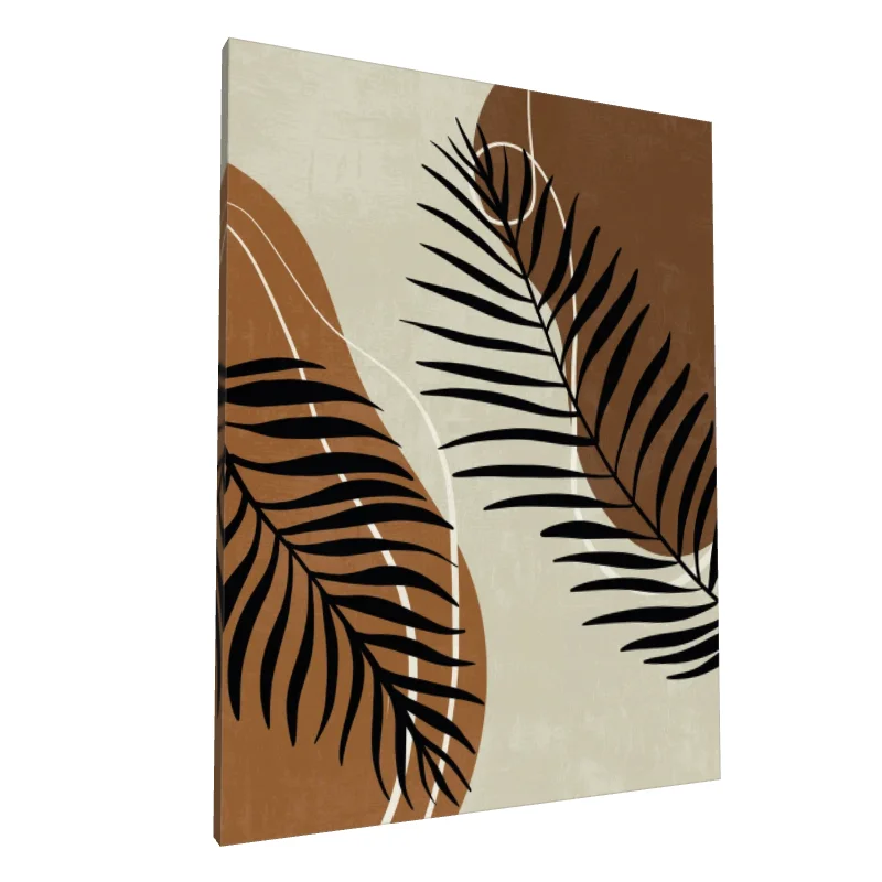 Tablou canvas: Frunze Tropicale pe Fundal Ocru