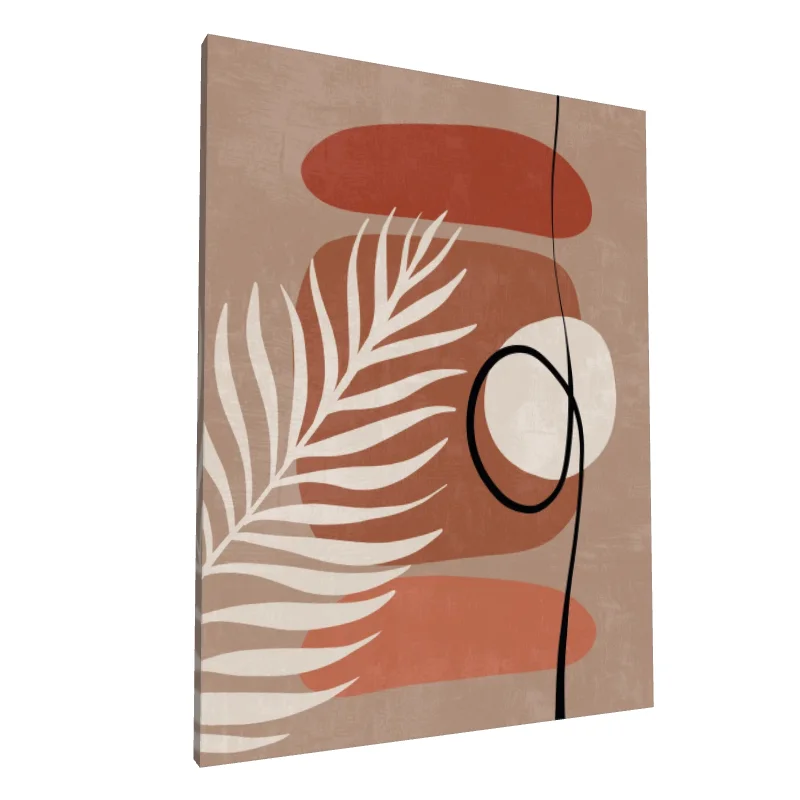 Tablou canvas: Forme Abstracte Boho cu Frunză de Palmier