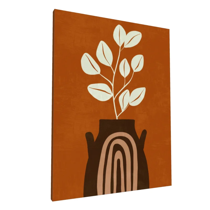 Tablou canvas: Vază Boemă cu Frunze Abstracte