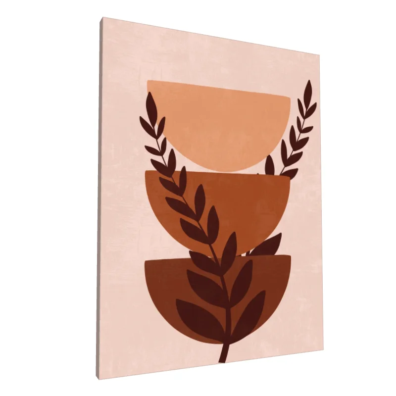 Tablou canvas: Compoziție Abstractă cu Frunze și Semicercuri - Image 1