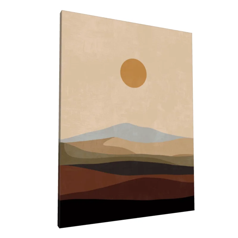 Tablou canvas: Peisaj Boem cu Soare și Dealuri Abstracționate
