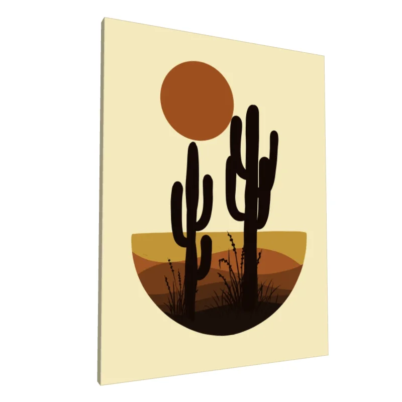 Tablou canvas: Peisaj Abstract cu Cactuși și Soare