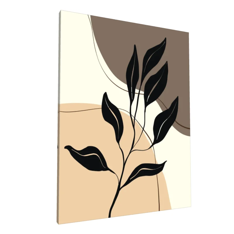 Tablou canvas: Frunze Negre pe Fundal Abstract