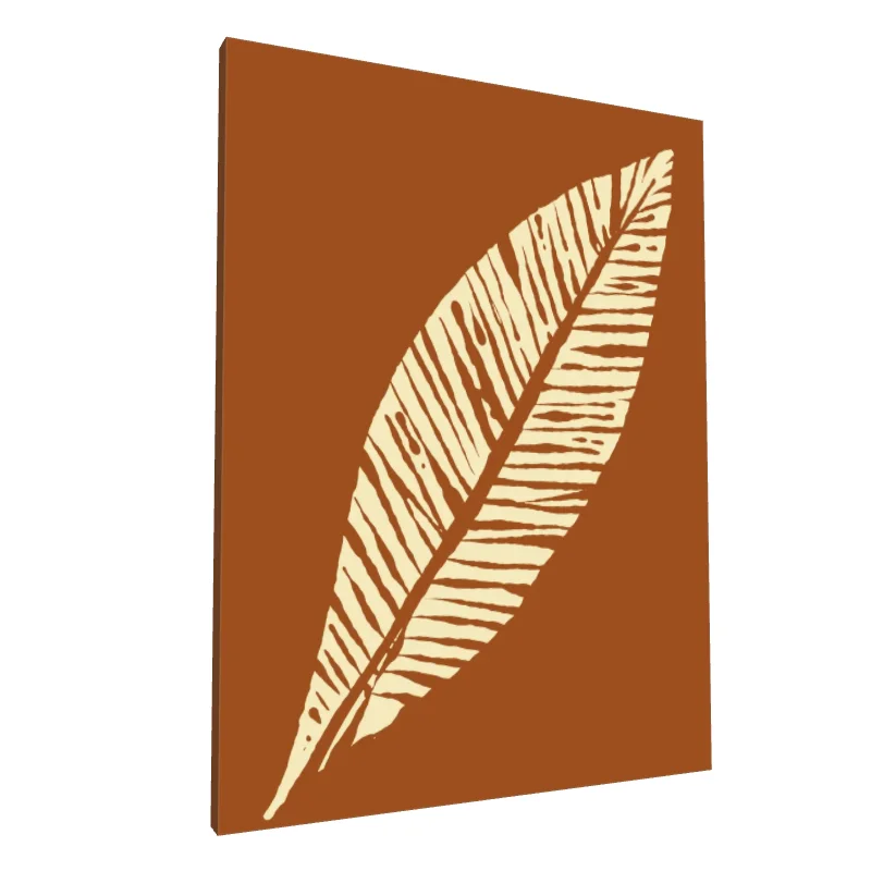 Tablou canvas: Frunză Abstractă pe Fundal Maro