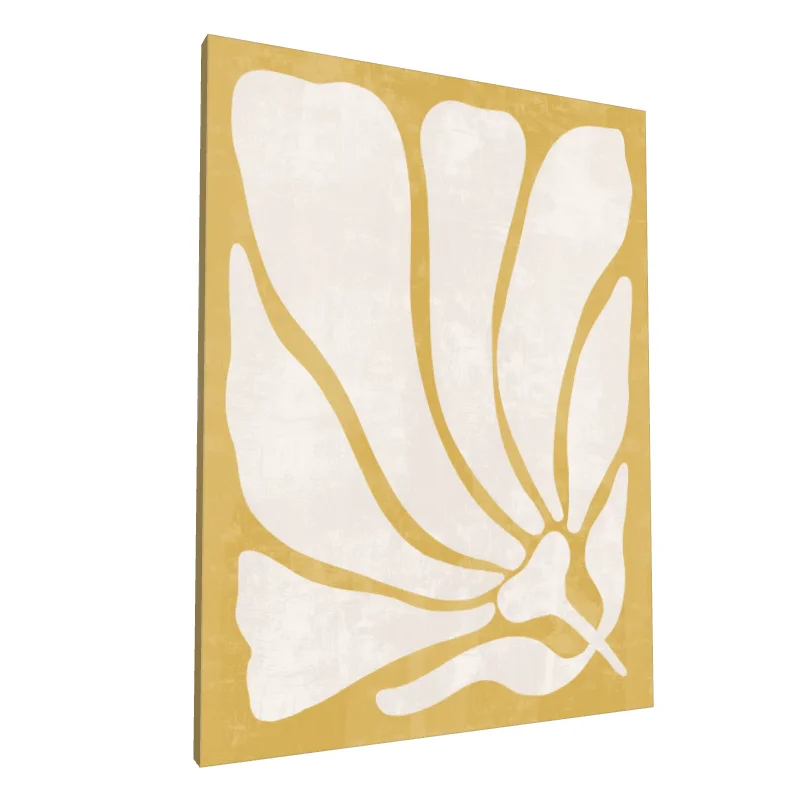 Tablou canvas: Siluetă Florală pe Fundal Ocru