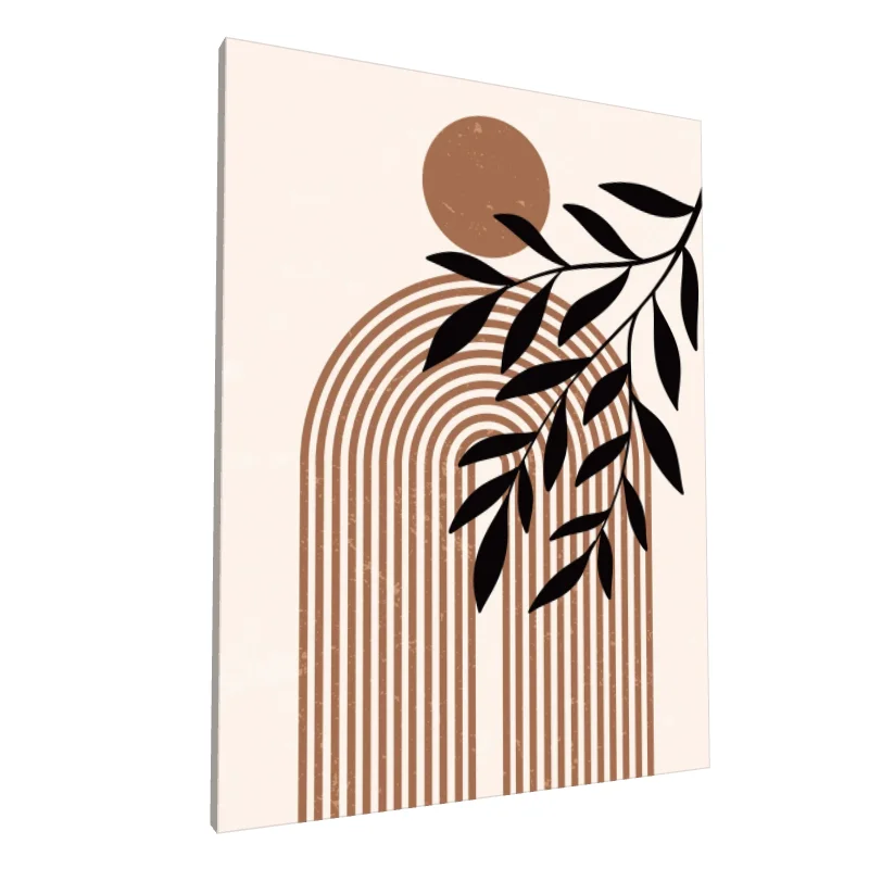 Tablou canvas: Forme Boho cu Frunziș Negru